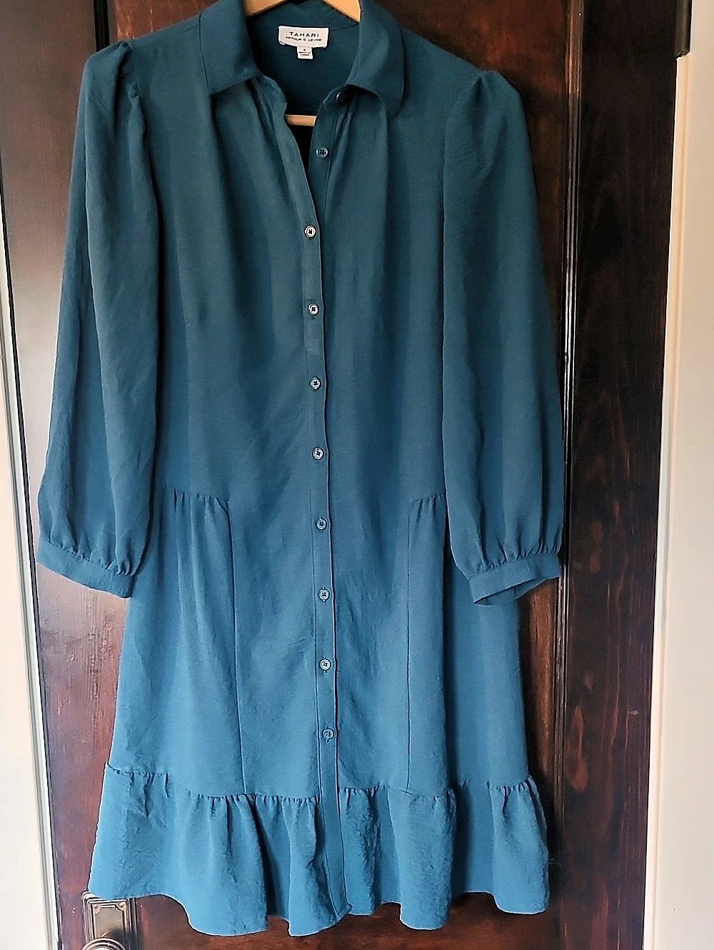 Tahari Blue Tiered Shirt Dress Like New